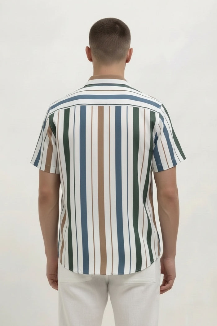 Men Rust Striped Casual Shirt