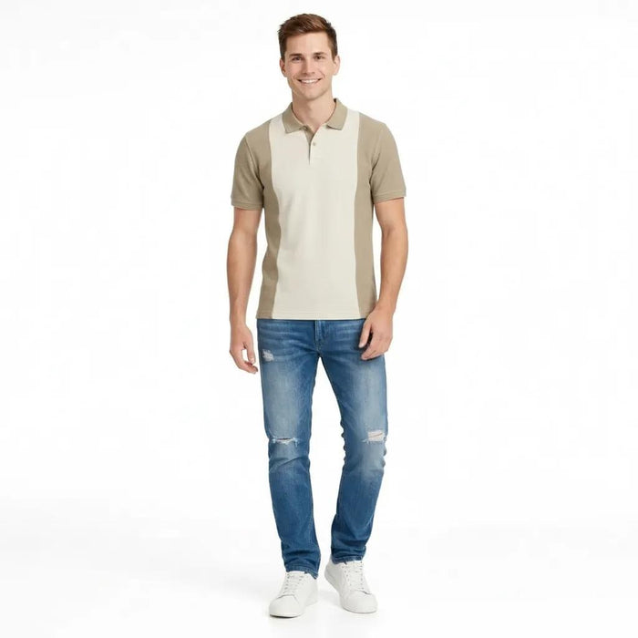 Men Safari Colourblocked Polo Collar T-shirt