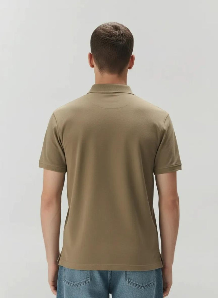 Men Safari Polo Collar Pockets T-shirt