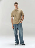 Men Safari Polo Collar Solid T-shirt