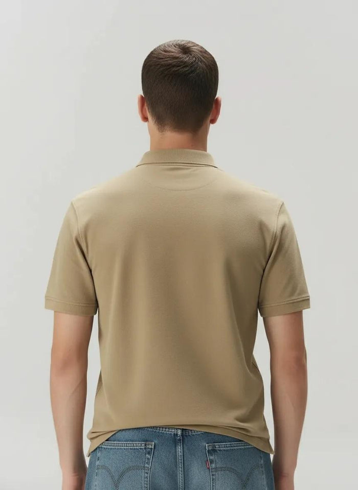 Men Safari Polo Collar Solid T-shirt