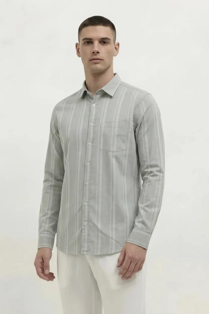 Men Sage Striped Casual Shirt