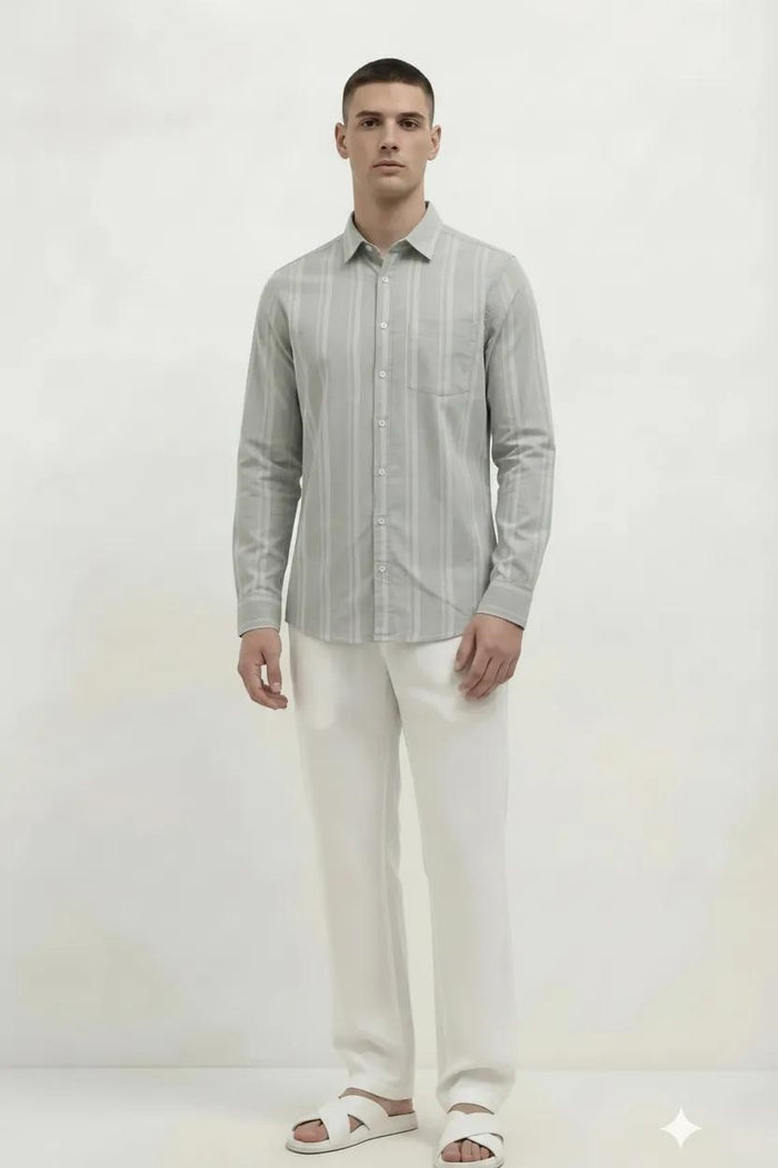 Men Sage Striped Casual Shirt