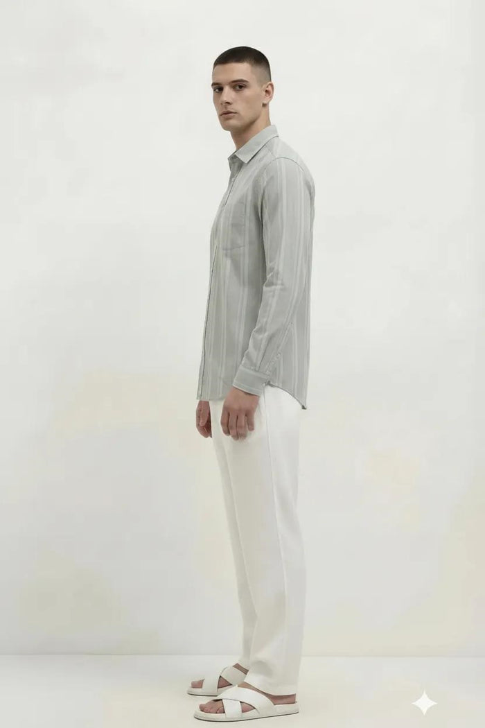Men Sage Striped Casual Shirt