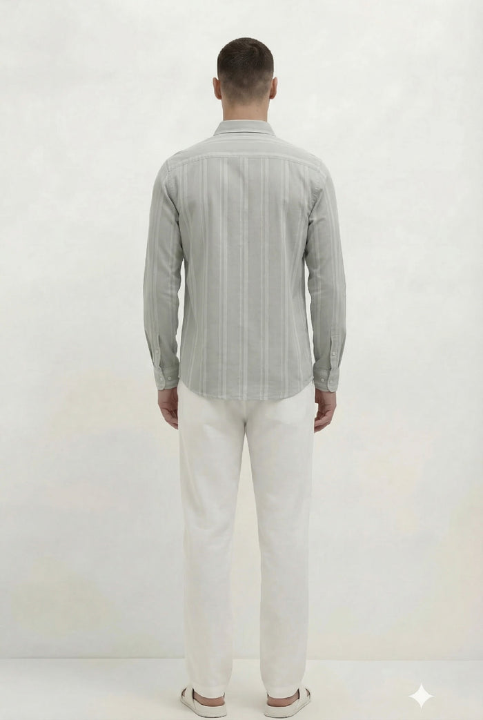 Men Sage Striped Casual Shirt