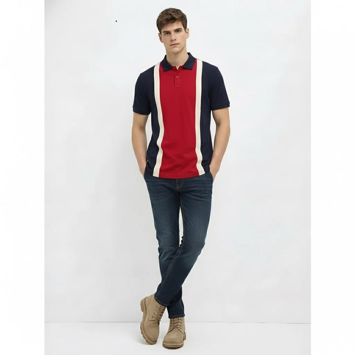 Men Salsa Colourblocked Polo Collar T-shirt