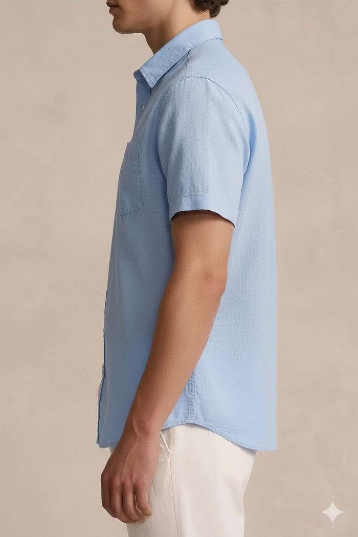 Men Silver Grey Polo Neck Solid Casual Shirt