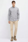 Men Silver Polo Neck Solid Casual Shirt