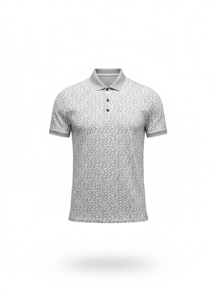 Men Silver Printed Polo Collar T-shirt