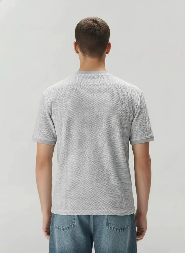 Men Silver Solid Round Neck T-Shirt