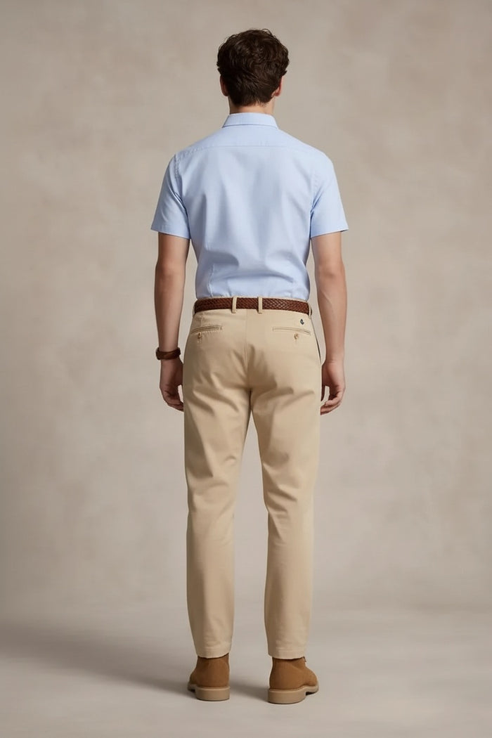 Men Sky Blue Polo Neck Solid Casual Shirt
