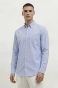 Men Sky Blue Solid Casual Shirt