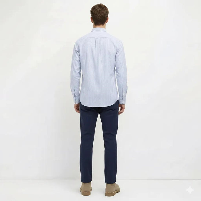 Men Sky Blue Striped Casual Shirt