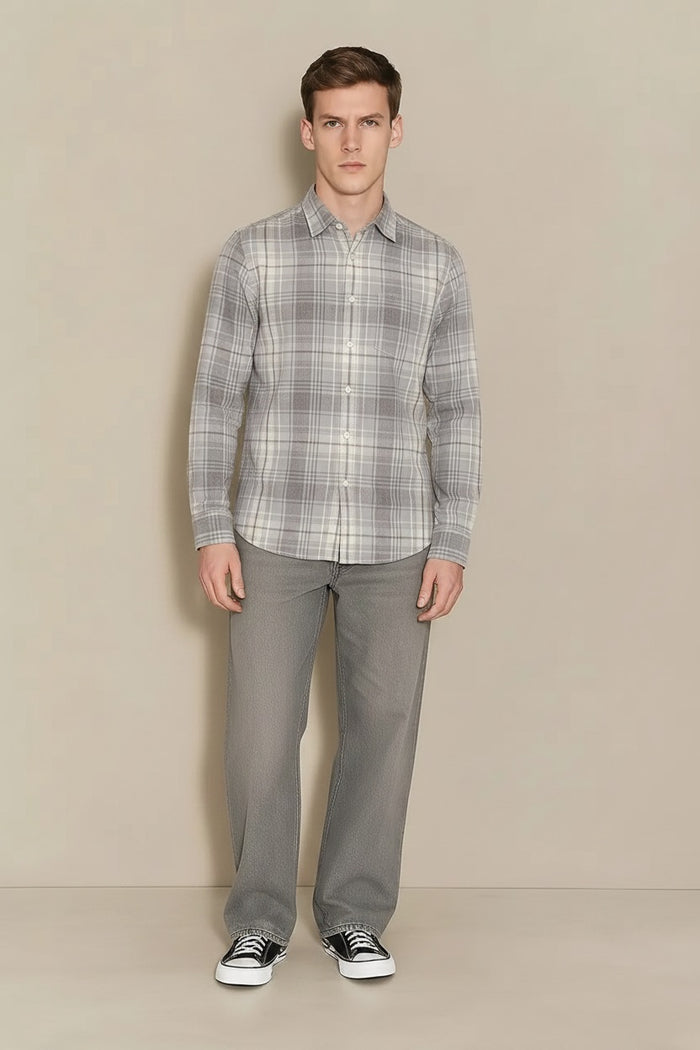 Men Sky Checked Casual Shirt