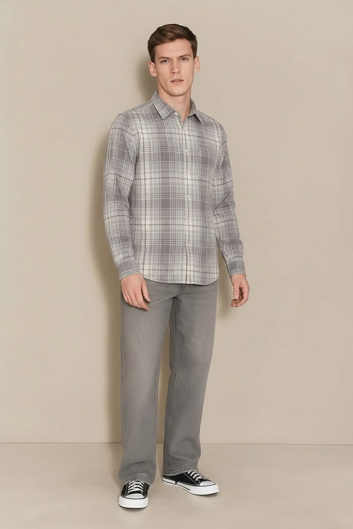 Men Sky Checked Casual Shirt