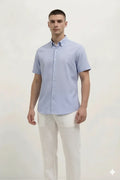 Men Sky Polo Neck Solid Casual Shirt