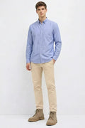 Men Sky Polo Neck Solid Casual Shirt