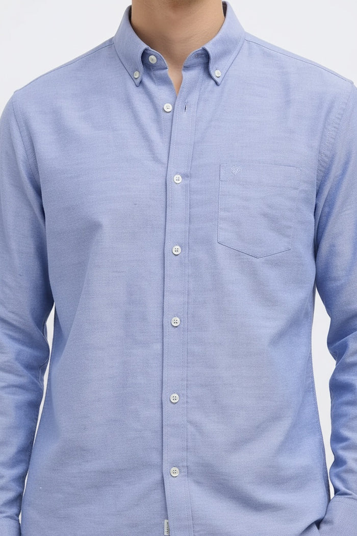 Men Sky Polo Neck Solid Casual Shirt