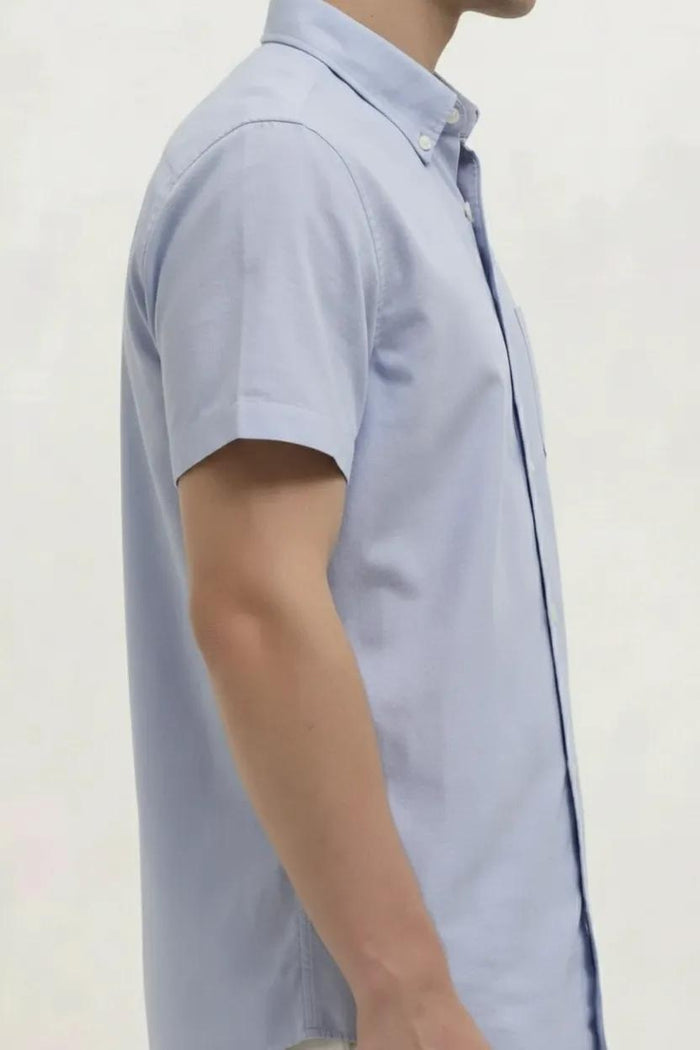 Men Sky Polo Neck Solid Casual Shirt