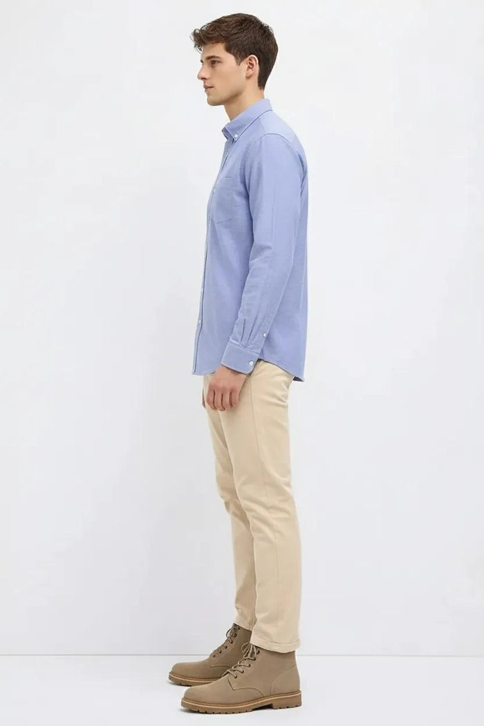 Men Sky Polo Neck Solid Casual Shirt