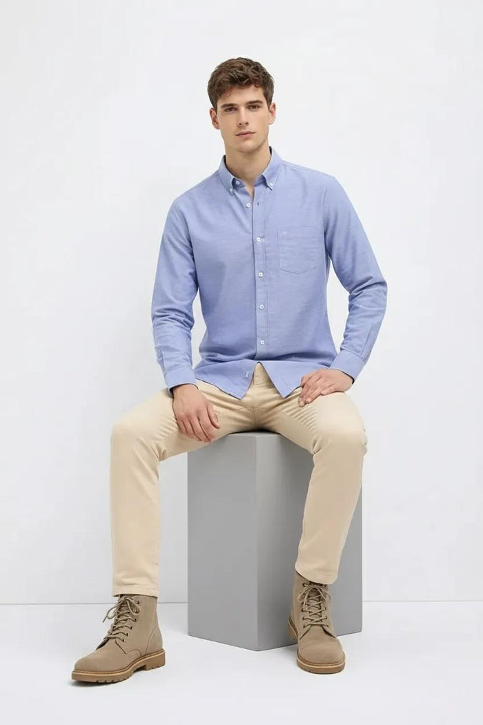 Men Sky Polo Neck Solid Casual Shirt