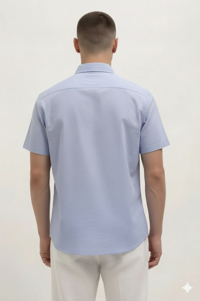 Men Sky Polo Neck Solid Casual Shirt