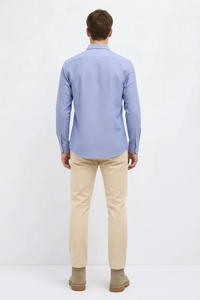 Men Sky Polo Neck Solid Casual Shirt