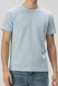 Men Sky Solid Round Neck T-shirt