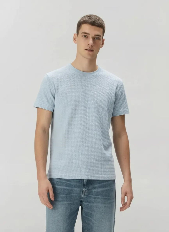 Men Sky Solid Round Neck T-shirt