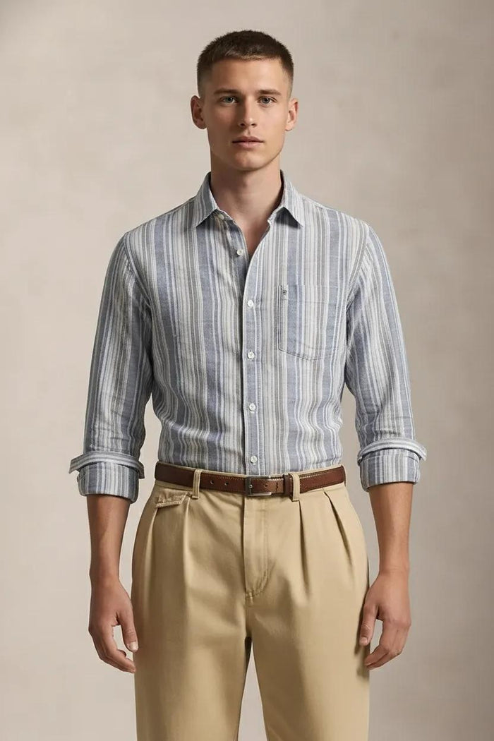 Men Sky Striped Casual Shirt