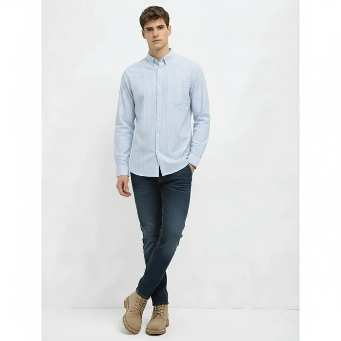 Men Sky Striped Casual Shirt