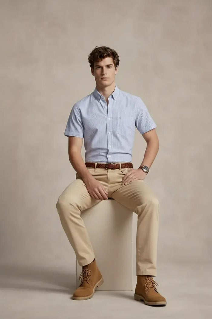 Men Sky Striped Casual Shirt