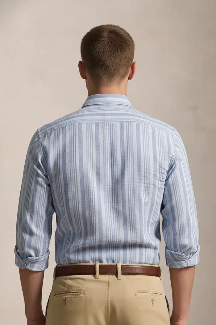 Men Sky Striped Casual Shirt