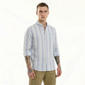 Men Sky Striped Polo Neck Shirt