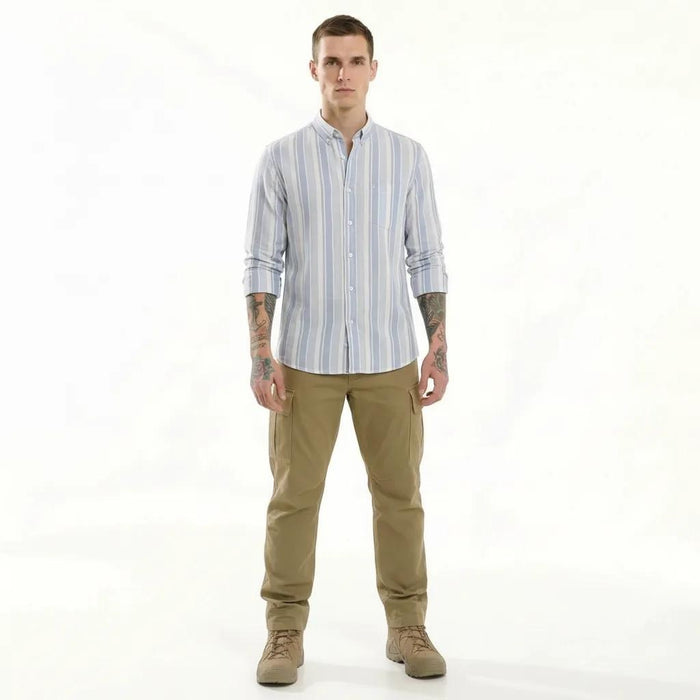 Men Sky Striped Polo Neck Shirt