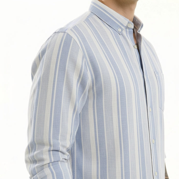 Men Sky Striped Polo Neck Shirt