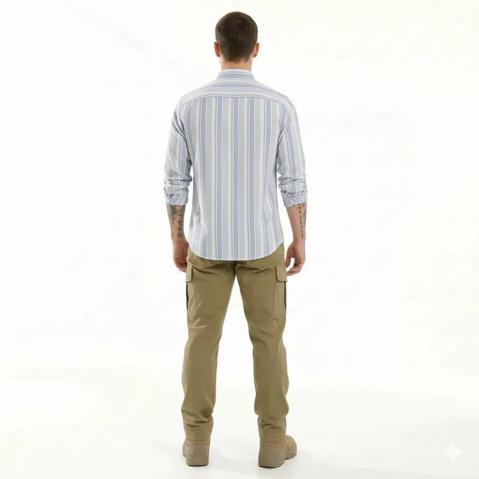 Men Sky Striped Polo Neck Shirt