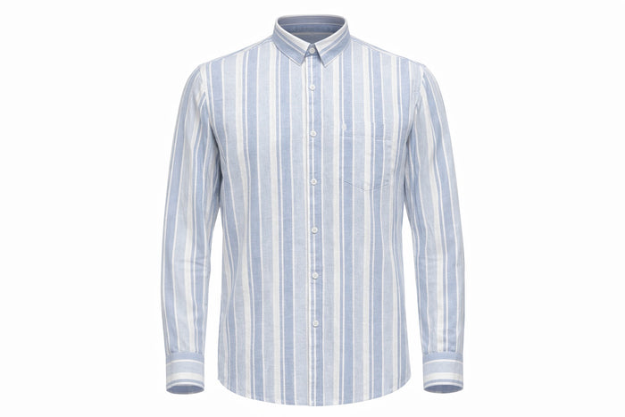 Men Sky Striped Polo Neck Shirt