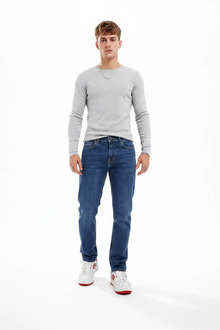 Men Slim Fit Mid-Rise Light Fade Stretchable Jeans