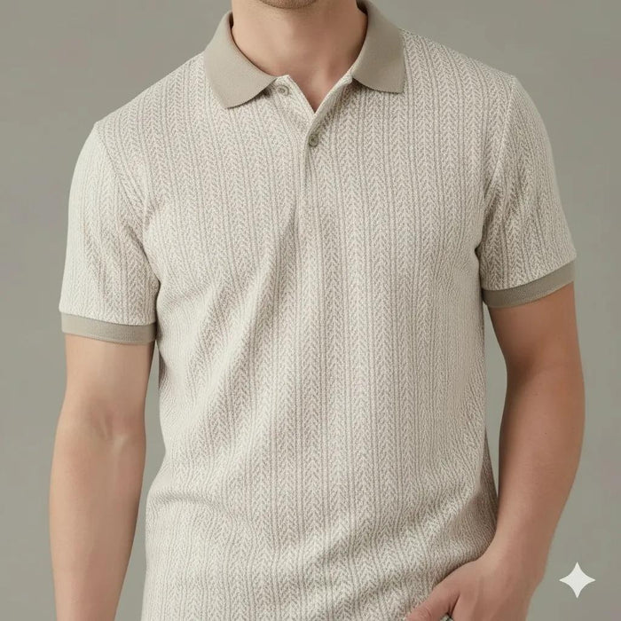 Men Stone Polo Collar Solid T-shirt