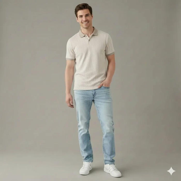 Men Stone Polo Collar Solid T-shirt