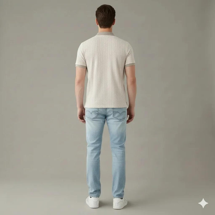 Men Stone Polo Collar Solid T-shirt