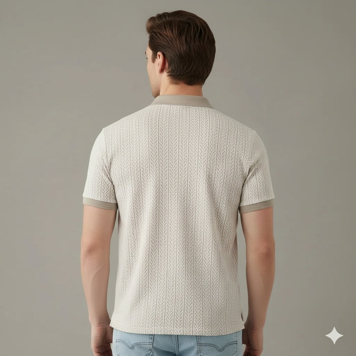 Men Stone Polo Collar Solid T-shirt