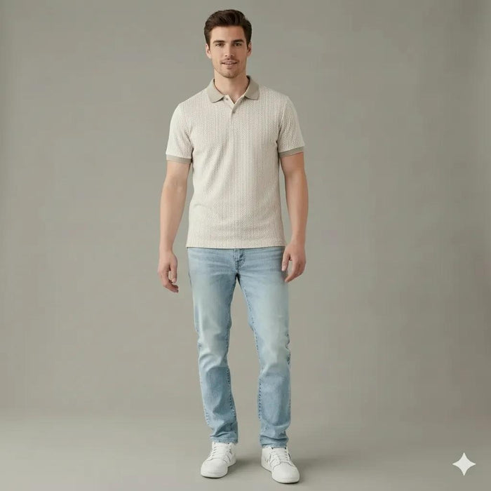 Men Stone Polo Collar Solid T-shirt