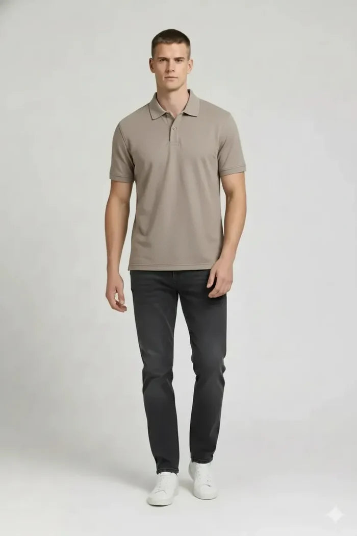 Men Stone Polo Collar T-shirt