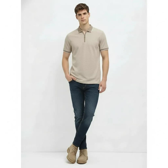 Men Stone Sold Polo Collar T-shirt