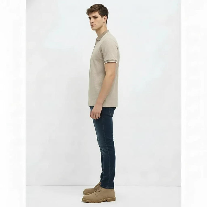 Men Stone Sold Polo Collar T-shirt