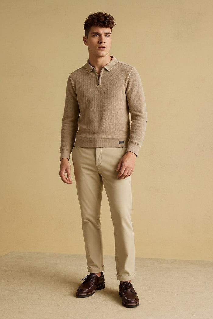 Men Stone Solid  Polo Collar T-shirt