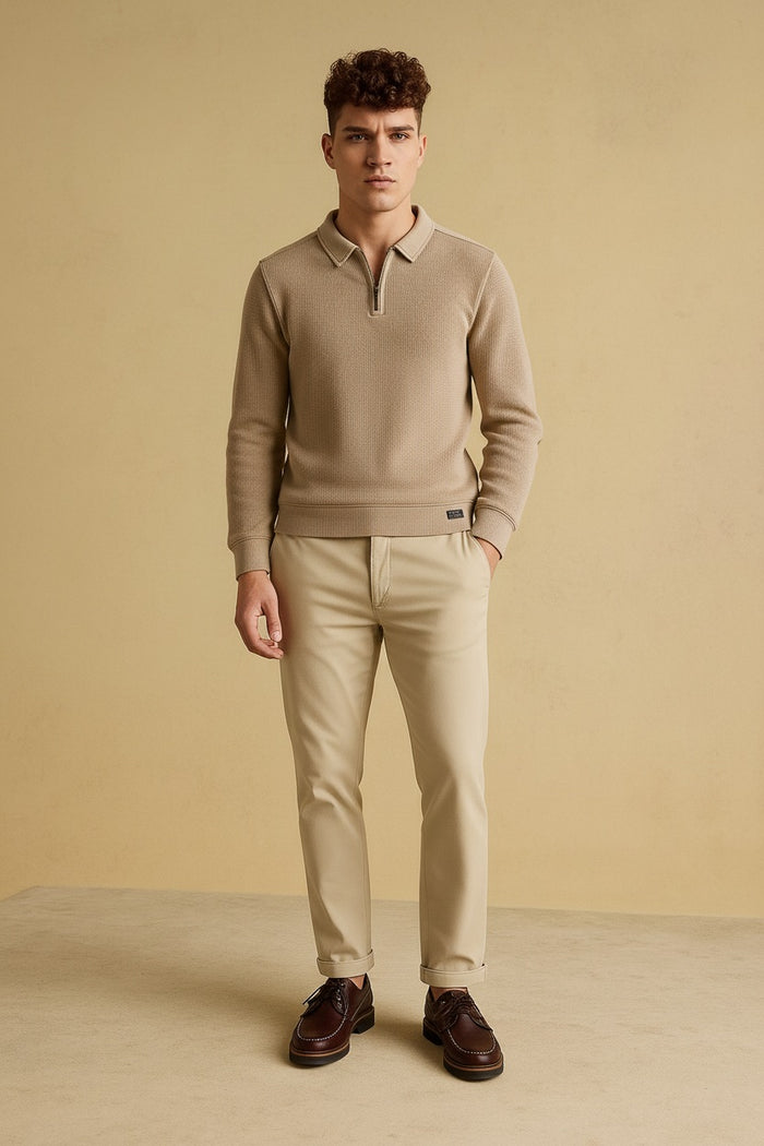 Men Stone Solid  Polo Collar T-shirt