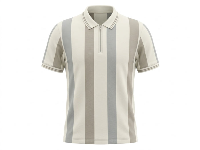 Men Stone Striped Polo Collar T-shirt